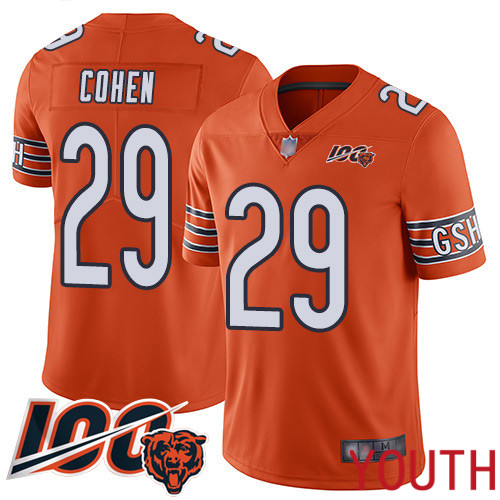 Chicago Bears Limited Orange Youth Tarik Cohen Alternate Jersey NFL Football #29 100th Season